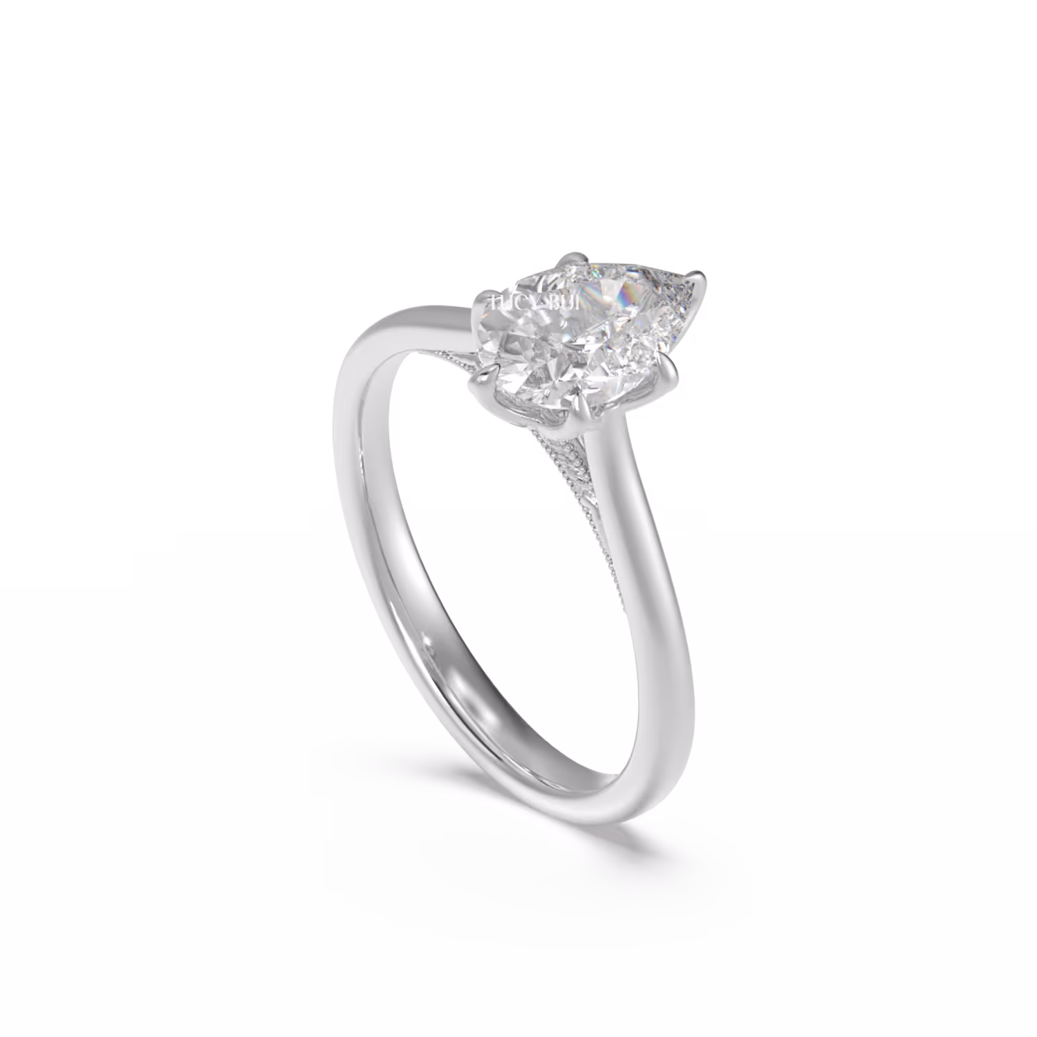 Cathedral Tulip-Prong Pear Kim Cương Lab Grown